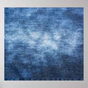 Worn denim fabric, textured background. poster