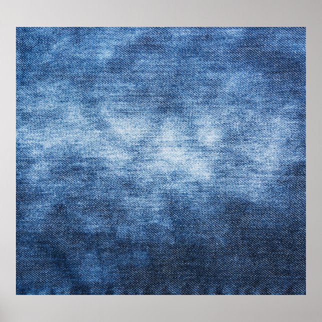 Worn denim fabric, textured background. poster (Front)