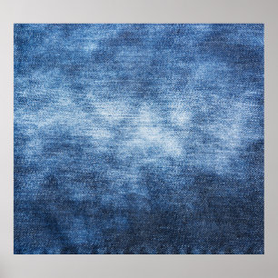 Worn denim fabric, textured background. poster