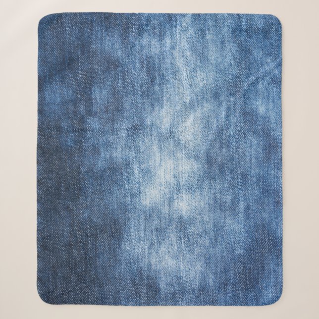 Worn denim fabric, textured background. sherpa blanket (Front)