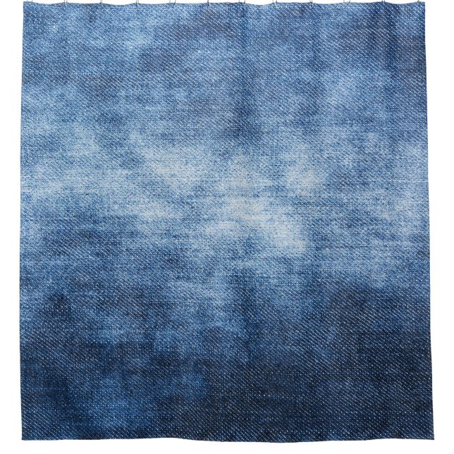 Worn denim fabric, textured background. shower curtain (Front)