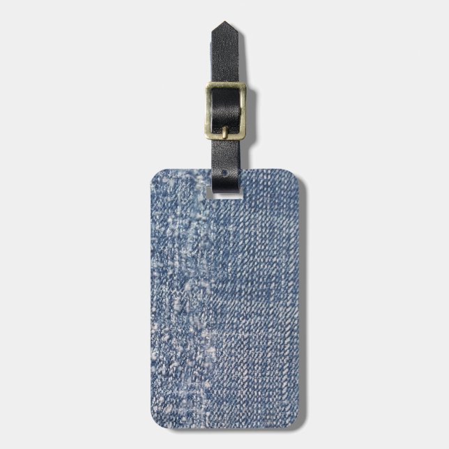 Worn Denim Jeans-Look Luggage Tag (Front Vertical)