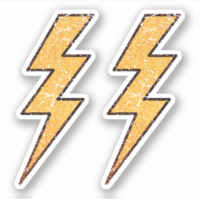 Worn distressed peeling paint lightning bolts (Front)