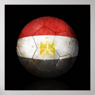 Worn Egyptian Flag Football Soccer Ball Poster