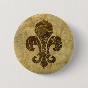 Worn Fleur De Lis 6 Cm Round Badge