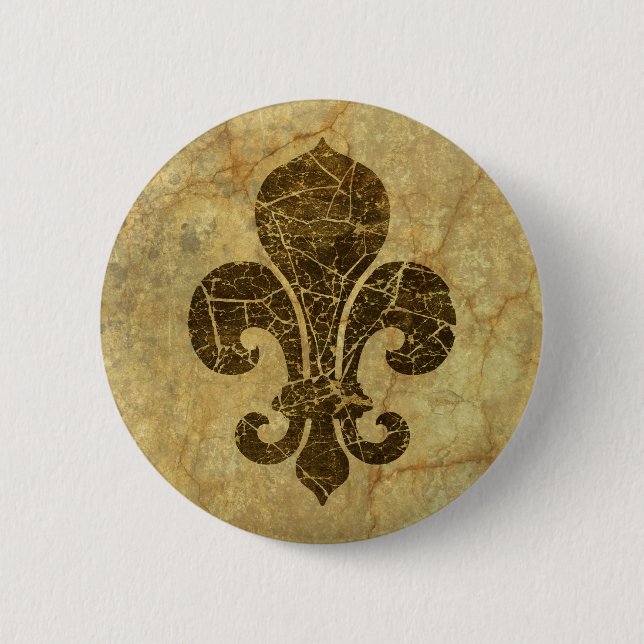 Worn Fleur De Lis 6 Cm Round Badge (Front)