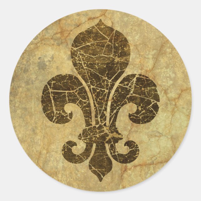 Worn Fleur De Lis Classic Round Sticker (Front)