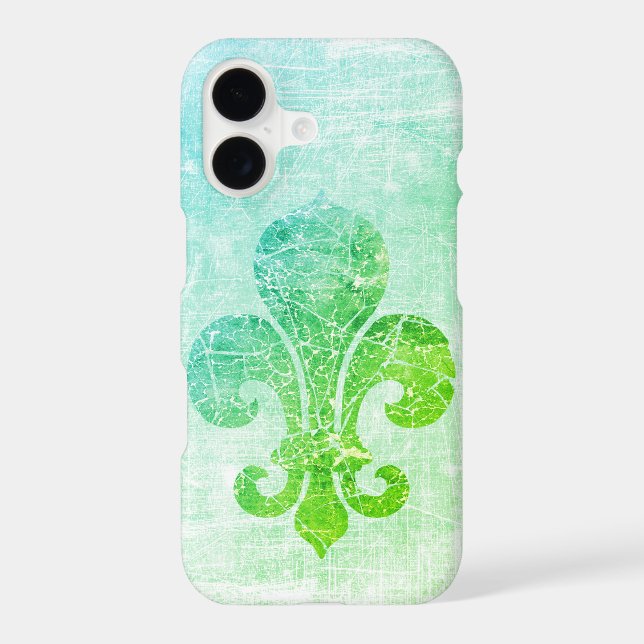 Worn Fleur De Lis Green Blue (Back)