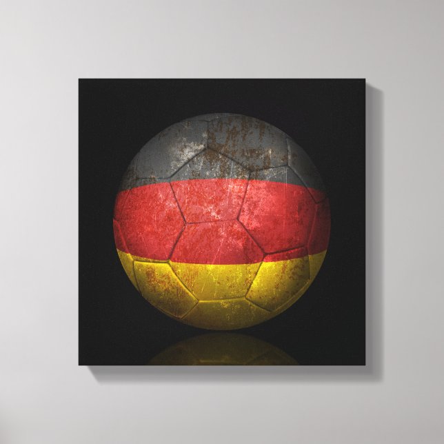 Worn German Flag Football Soccer Ball Canvas Print (Front)