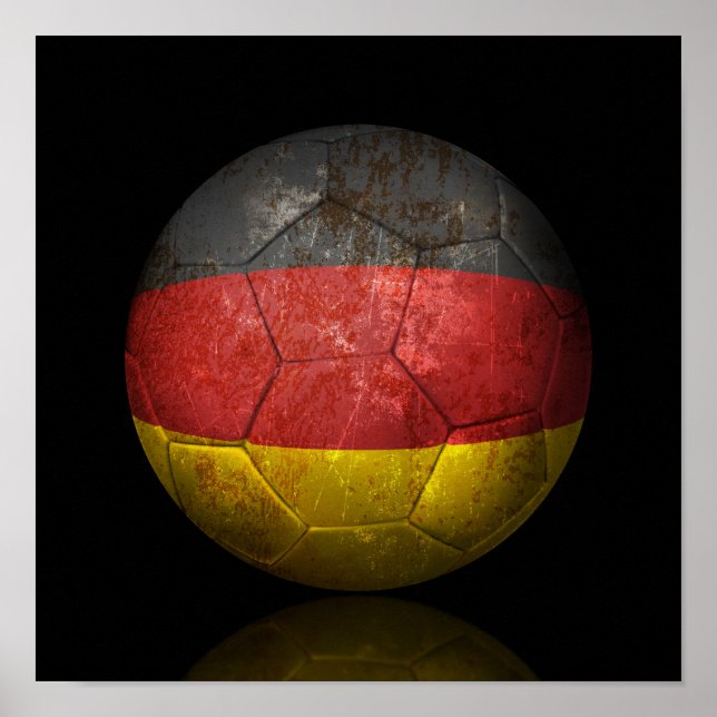Worn German Flag Football Soccer Ball Poster (Front)