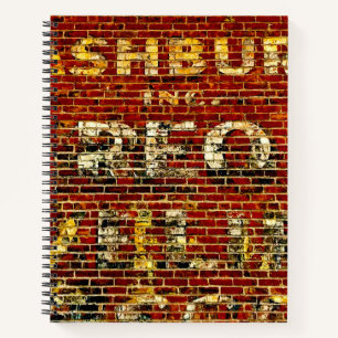 Worn Grunge Sign Paint on Brick Building Photo Notebook