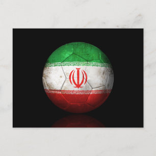 Worn Iranian Flag Football Soccer Ball Postcard