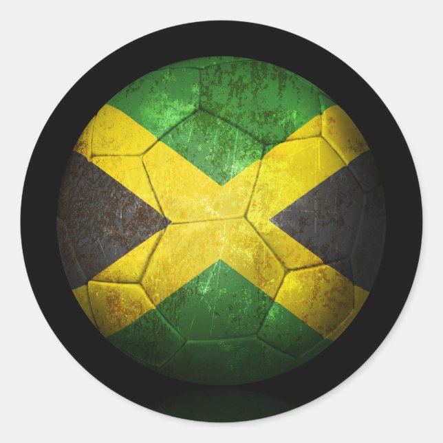 Worn Jamaican Flag Football Soccer Ball Classic Round Sticker (Front)