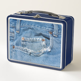 Worn Jeans Metal Lunch Box