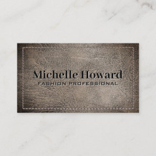 Worn Leather Stitching Business Card