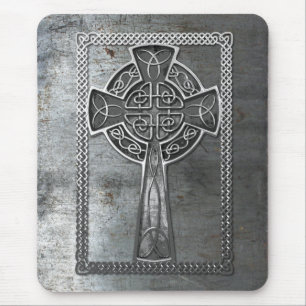 Worn Metal Cross Mouse Mat