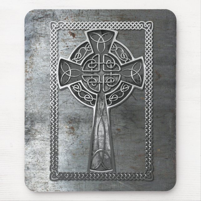 Worn Metal Cross Mouse Mat (Front)