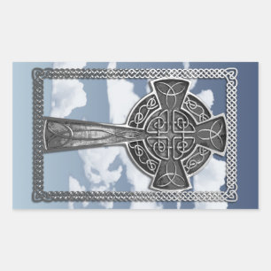 Worn Metal Cross Rectangular Sticker
