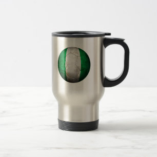 Worn Nigerian Flag Football Soccer Ball Travel Mug