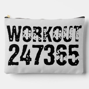 Worn out and scratched text Workout 247365 black Accessory Pouch