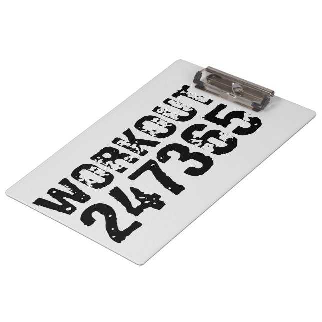Worn out and scratched text Workout 247365 black Clipboard (Angled)