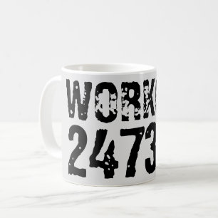 Worn out and scratched text Workout 247365 black Coffee Mug