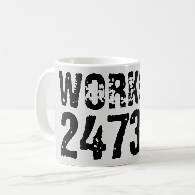 Worn out and scratched text Workout 247365 black Coffee Mug (Front Left)