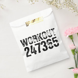 Worn out and scratched text Workout 247365 black Favour Bags