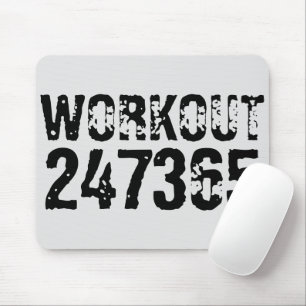 Worn out and scratched text Workout 247365 black Mouse Mat