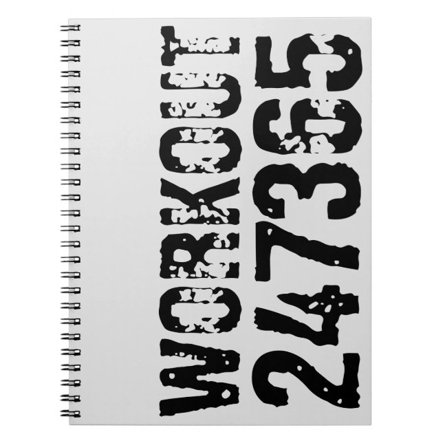 Worn out and scratched text Workout 247365 black Notebook (Front)