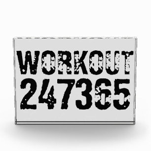 Worn out and scratched text Workout 247365 black Photo Block