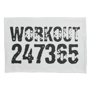 Worn out and scratched text Workout 247365 black Pillowcase