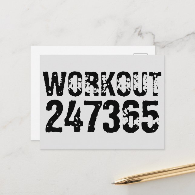 Worn out and scratched text Workout 247365 black Postcard (Front/Back In Situ)