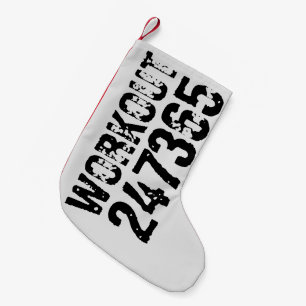 Worn out and scratched text Workout 247365 black Small Christmas Stocking