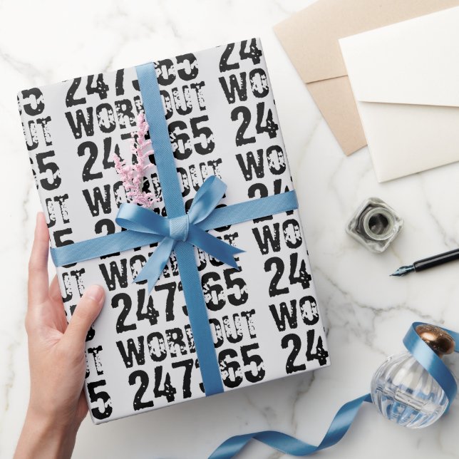 Worn out and scratched text Workout 247365 black Wrapping Paper (Gifting)