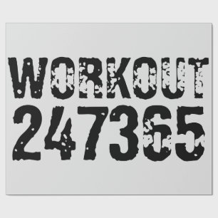 Worn out and scratched text Workout 247365 black Wrapping Paper