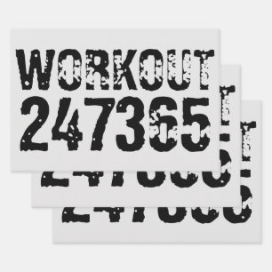 Worn out and scratched text Workout 247365 black Wrapping Paper Sheet