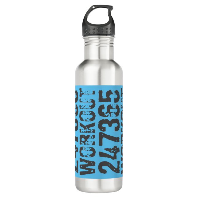 Worn out and scratched text Workout 247365 blue 710 Ml Water Bottle (Front)