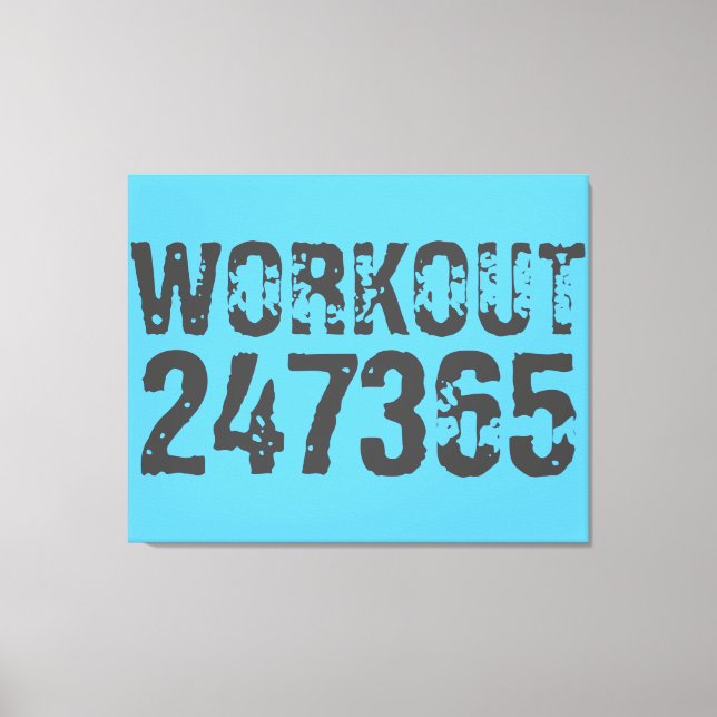 Worn out and scratched text Workout 247365 blue Canvas Print (Front)