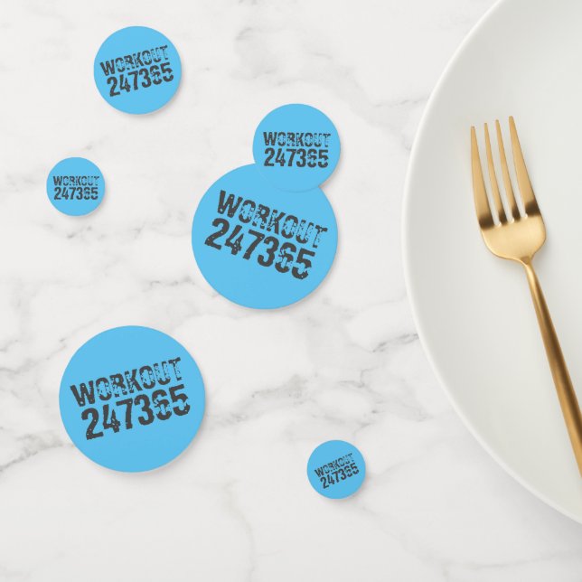 Worn out and scratched text Workout 247365 blue Confetti (Group)