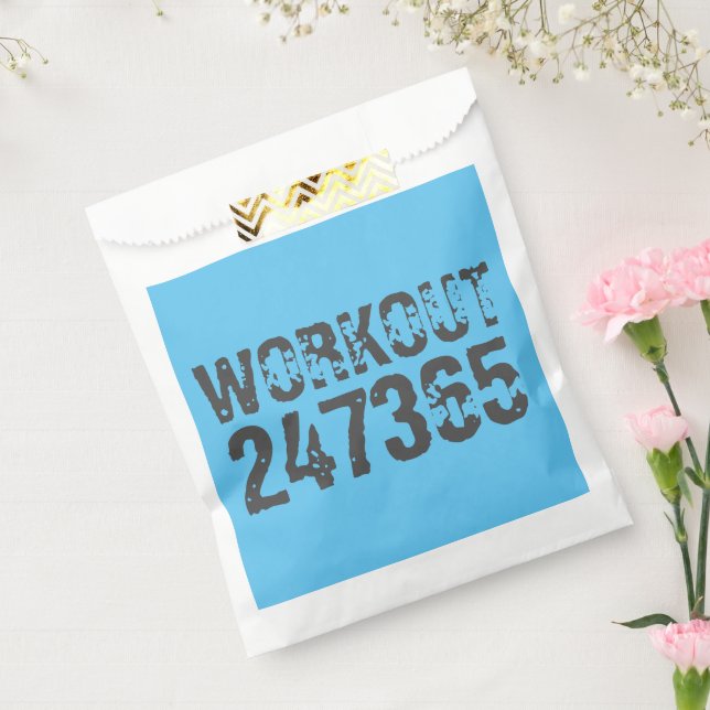 Worn out and scratched text Workout 247365 blue Favour Bags (Sealed)