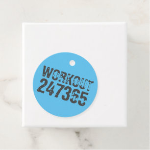 Worn out and scratched text Workout 247365 blue Favour Tags