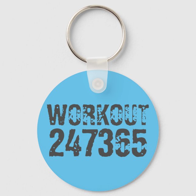 Worn out and scratched text Workout 247365 blue Key Ring (Front)