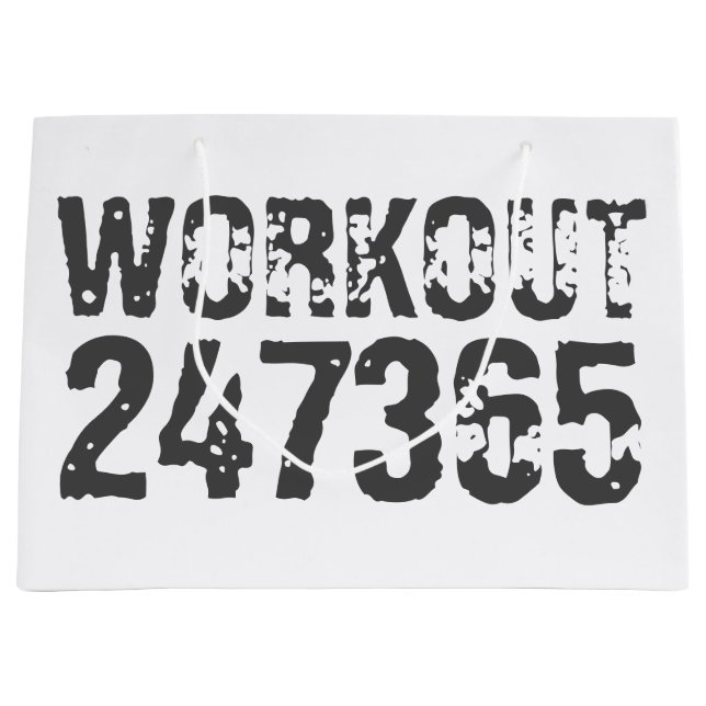 Worn out and scratched text Workout 247365 blue Large Gift Bag (Front)