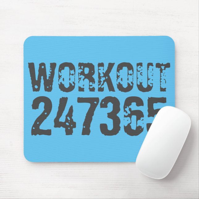 Worn out and scratched text Workout 247365 blue Mouse Mat (With Mouse)