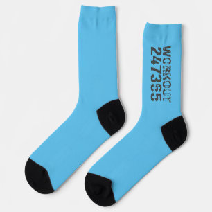 Worn out and scratched text Workout 247365 blue Socks