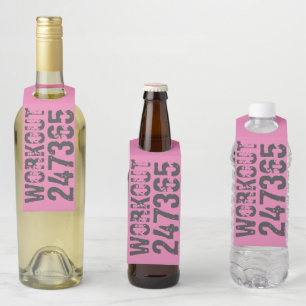 Worn out and scratched text Workout 247365 pink Bottle Tag