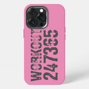 Worn out and scratched text Workout 247365 pink iPhone 13 Pro Case