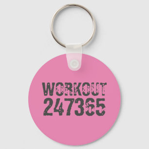 Worn out and scratched text Workout 247365 pink Key Ring