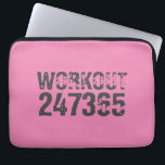 Worn out and scratched text Workout 247365 pink Laptop Sleeve<br><div class="desc">Worn out and scratched text Workout 247365 in grey colour with pink background. Perfect for anyone who is lifting,  fitness,  training,  bodybuilding and going to the gym.</div>